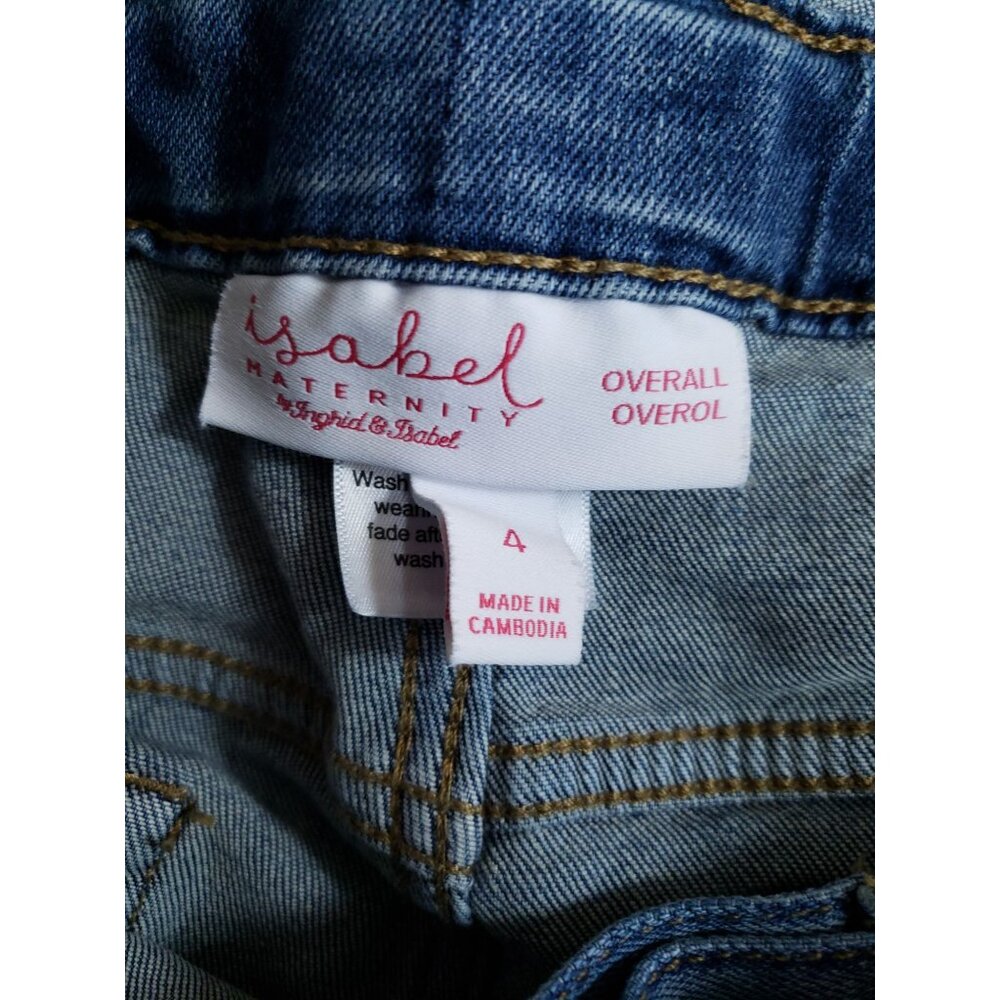 Isabel Maternity Denim Overalls Size 4 Cotton Blend Blue Raw Hem - Picture 7 of 9